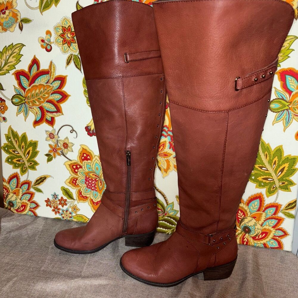 Vince Camuto Bestant Leather Tall Brown Boots Size 7